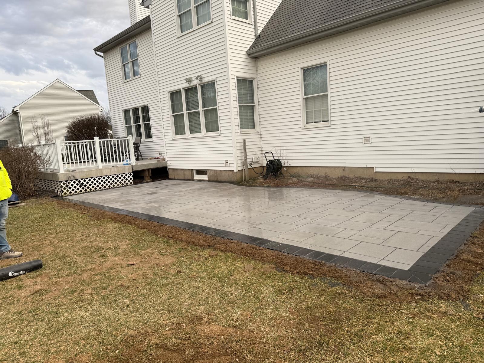 Paver patio in winter